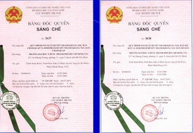 Hình.C.33: Nhà nước cấp Bằng độc quyền sáng chế HTKN rắn Choàm quạp & Hổ đất, 2003.