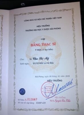 Hình.C.36: Th.S Chu Thi Mỹ với luận văn thử lâm sàng đa trung tâm HTKN rắn CQ, 2019.   