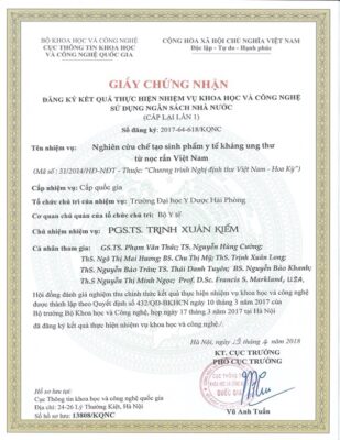 Hình.C.38: Bộ KH-CN VN đã Chứng nhận đăng ký kết quả Hợp tác NC (VN-USA), 2018.